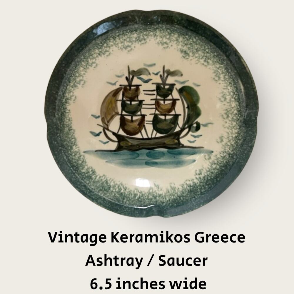 Vintage Keramikos Greece Ashtray/saucer